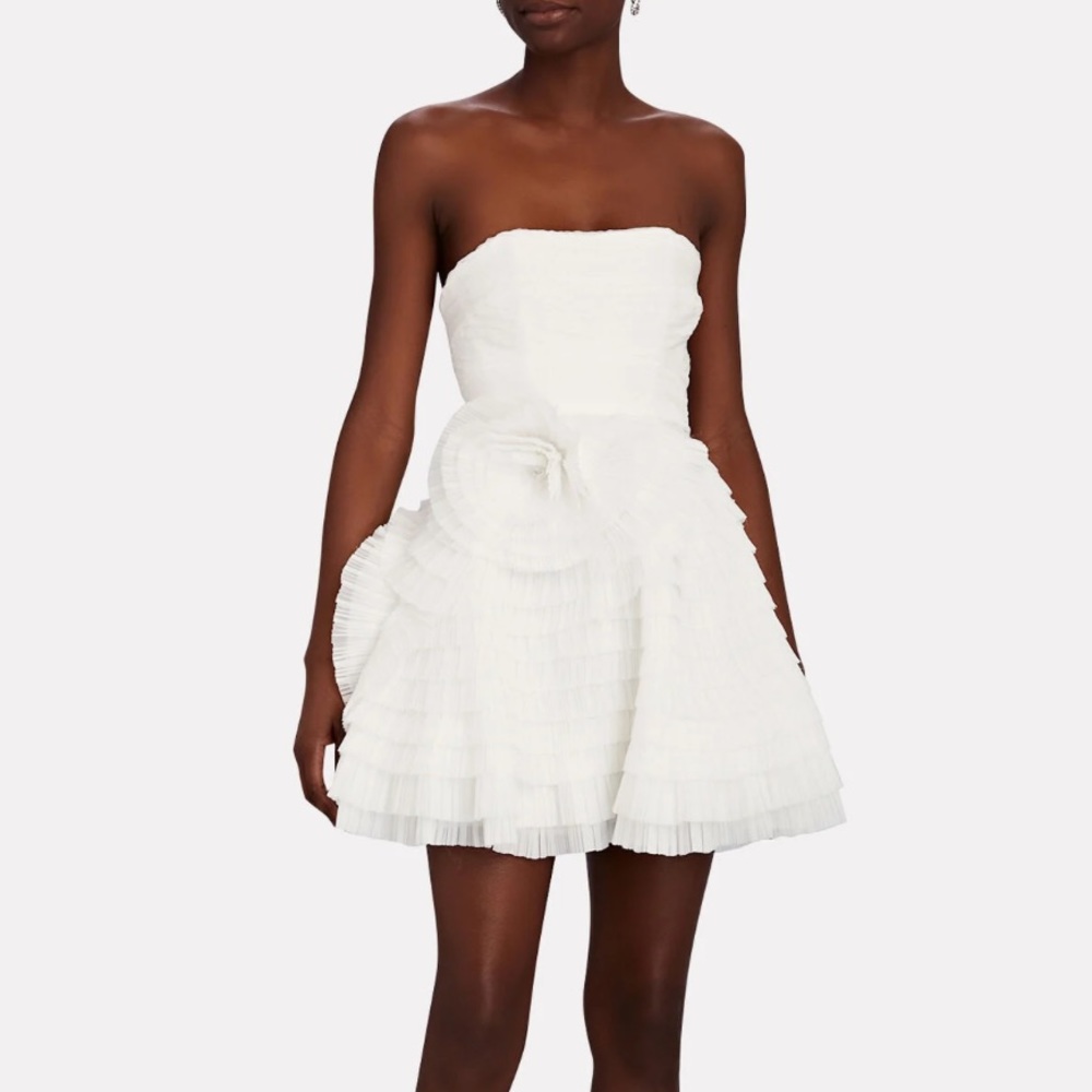 Aje Expressive Strapless Floral-Appliquéd Mini Dress
